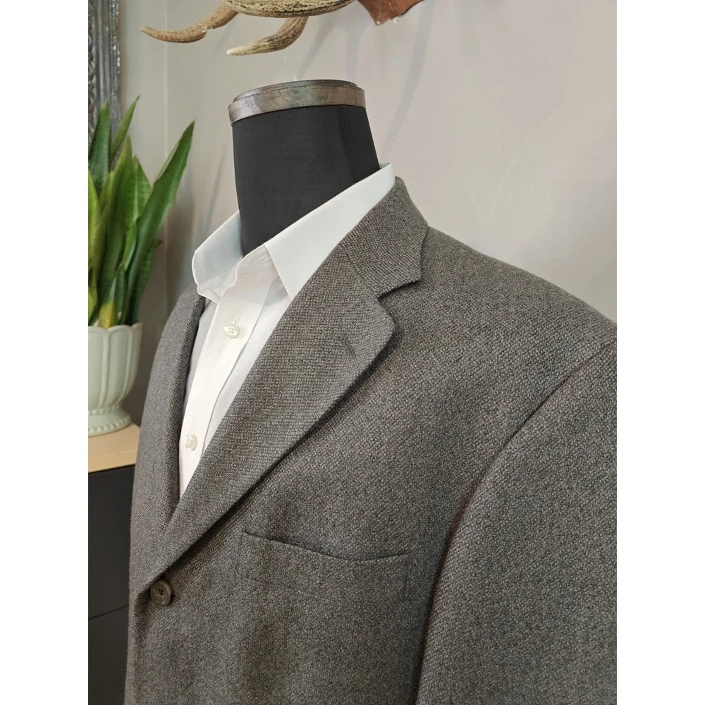 Oscar De La Renta Mens Wool Cashmere Blazer Sport Coat 40R Gray 3 Button L502